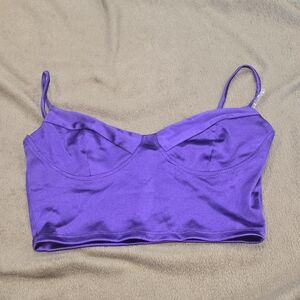 Vibrant Purple Ruched Bra‎ with Spaghetti Straps